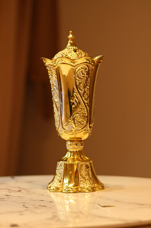 Decorative Arabian Incense burner Bakhoor Metal Traditional Mabkhara - Gold