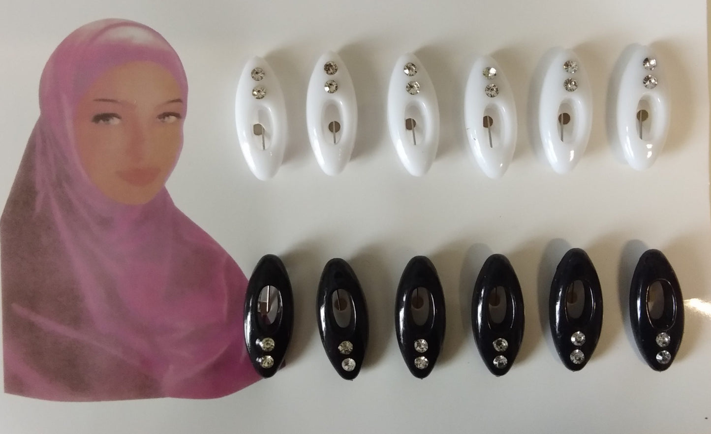 Black And White Hijab Safety Pins