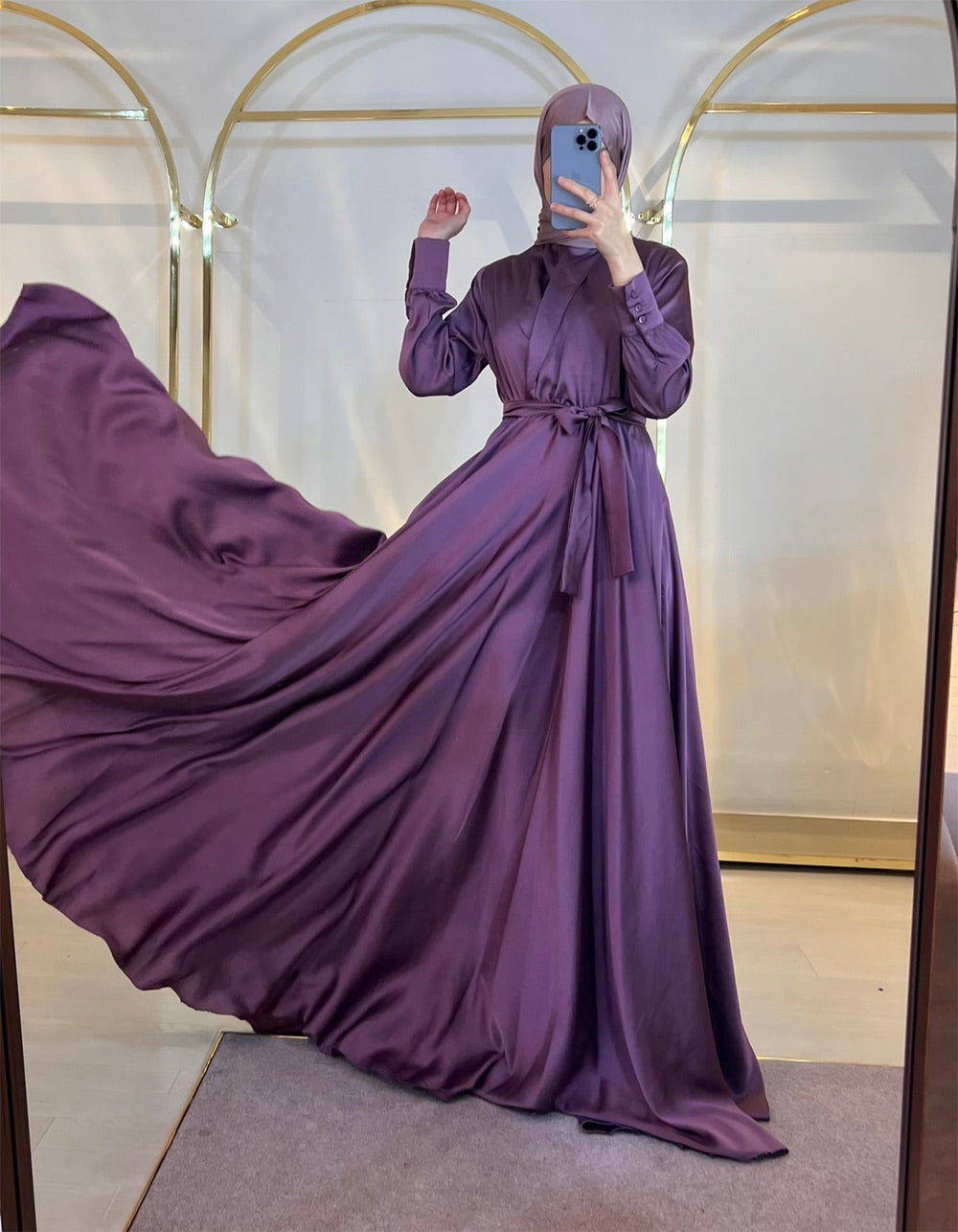 Flowing Purple Satin Dress