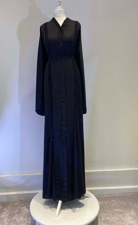 Black Embroidered Abaya with Belt