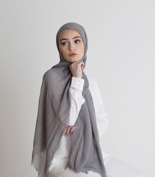 Grey Crinkle Hijab