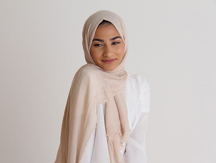 Antique White Crinkle Hijab