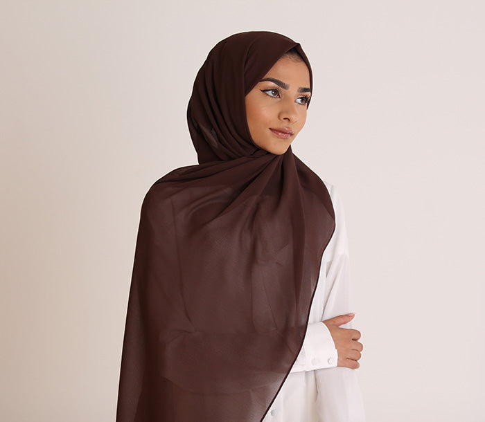 Brown Basic Georgette Hijab