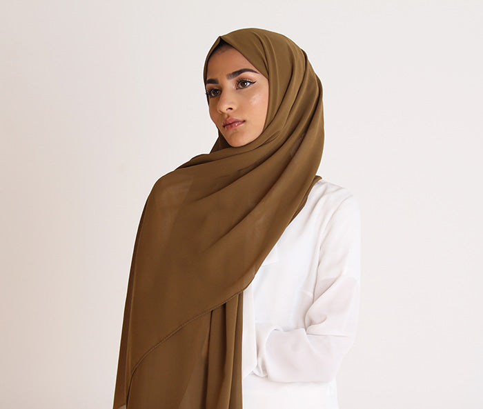 Brown Olive Basic Georgette Hijab