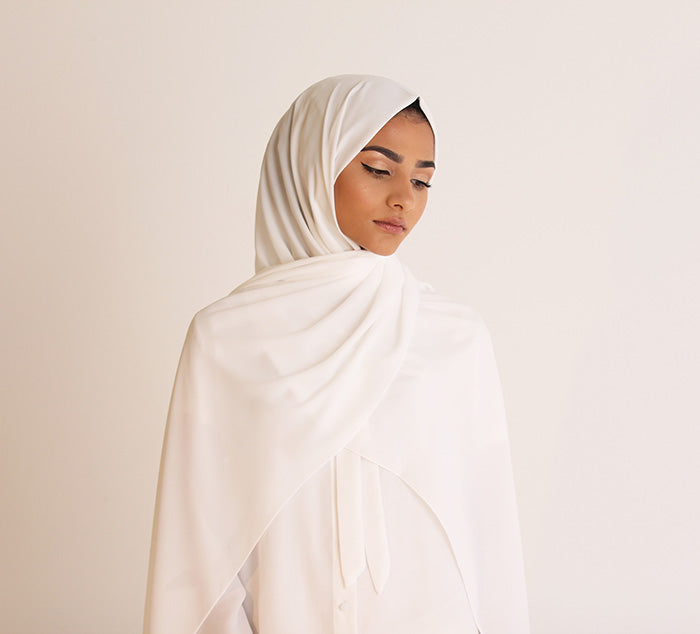Off White Luxury Crepe Hijab