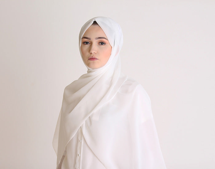 Off White Basic Georgette Hijab