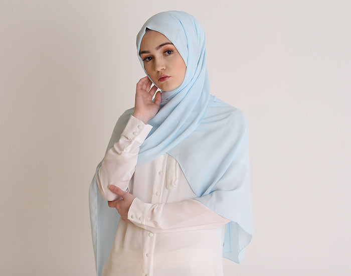 Glacier Blue Luxury Crepe Hijab