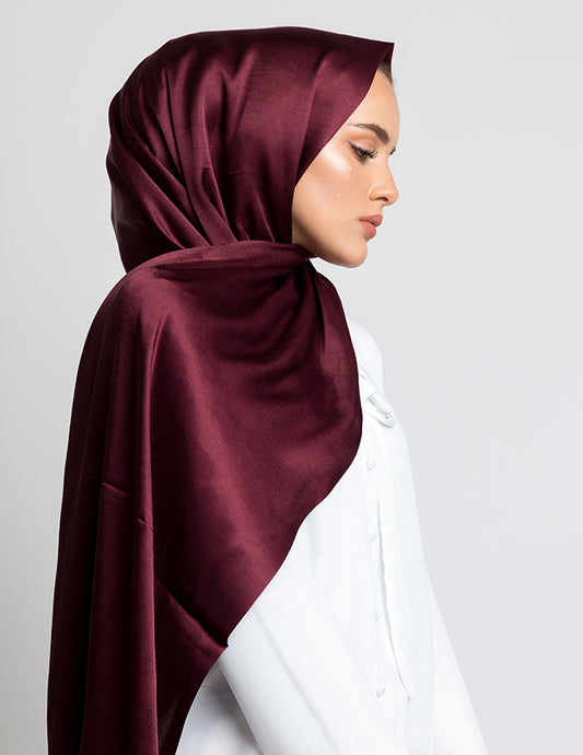 Burgundy Soft Satin Silk Hijab