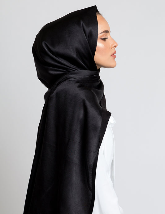 Black Soft Satin Hijab