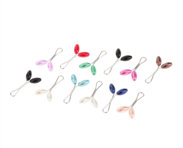 12 Pieces Headscarf Multi colours  Pearl Clips Pins, Durable Jewelry U-Shaped  Clips U Shaped Scarf Brooch Scarf Pin for Muslim Hijab