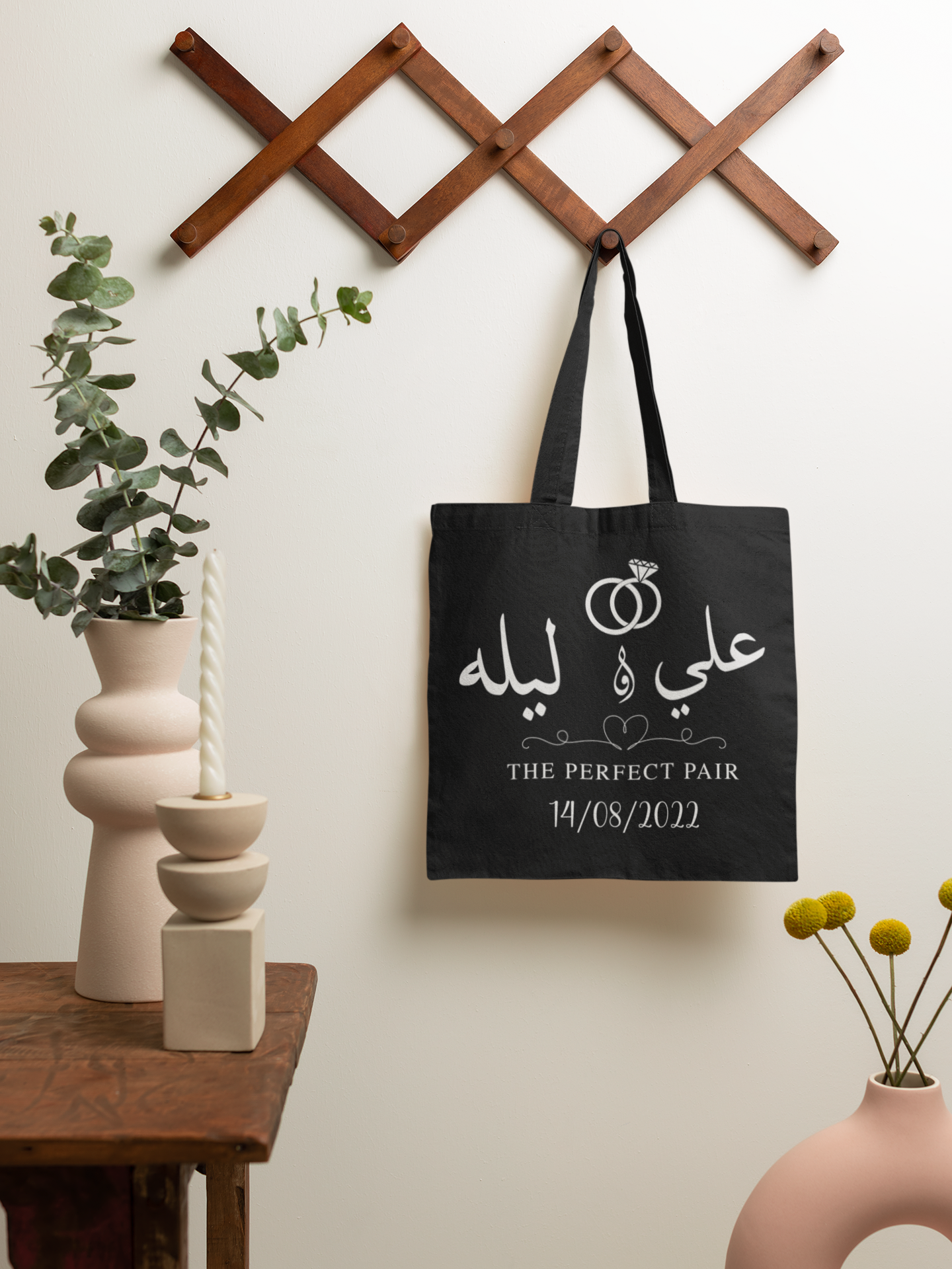 arabic - wedding names tote bags