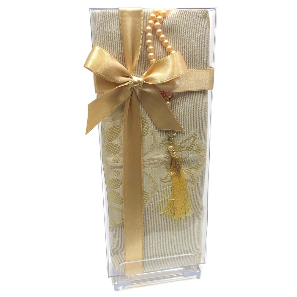 Islamic Gift Set Box Of Rug Prayer Mat and Tasbeeh (Luxury Prayer Beads)