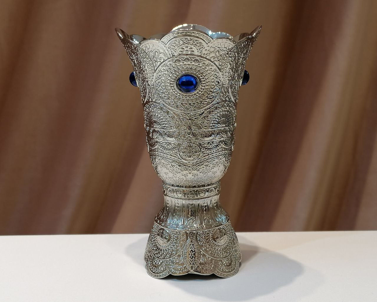 Small Silver Arabic Bakhoor Burner with Blue Stones